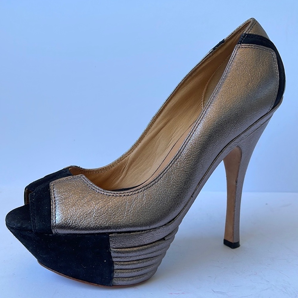 L.A.M.B Leather Platform Heels 8